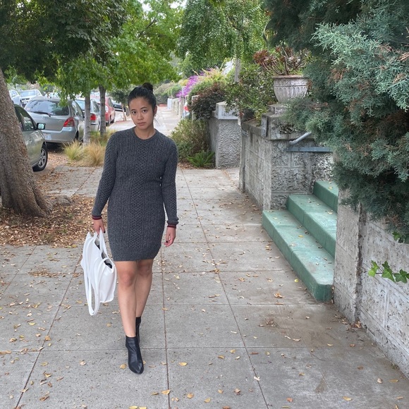 Wool Cable Knit Sweater Dress 
